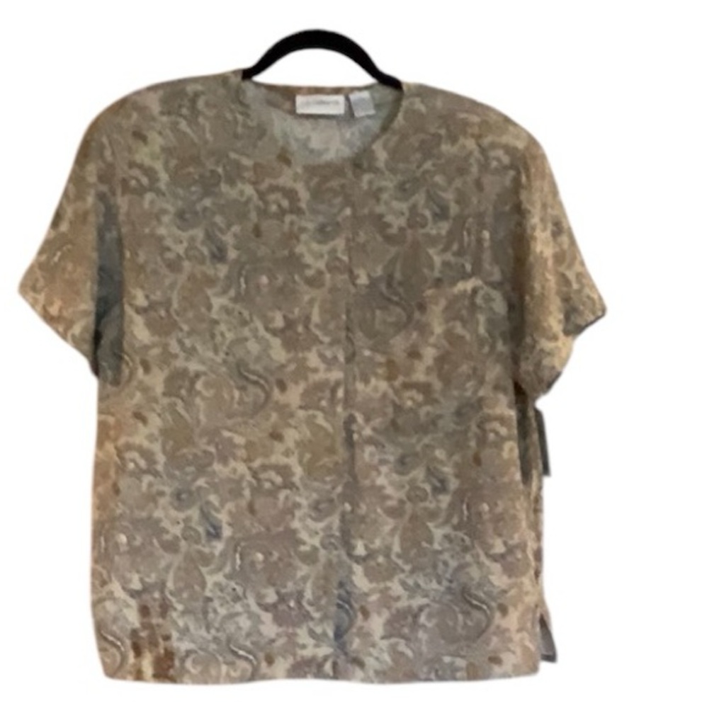 Liz Claiborne 100% silk short sleeve shirt NWT, Sz 10